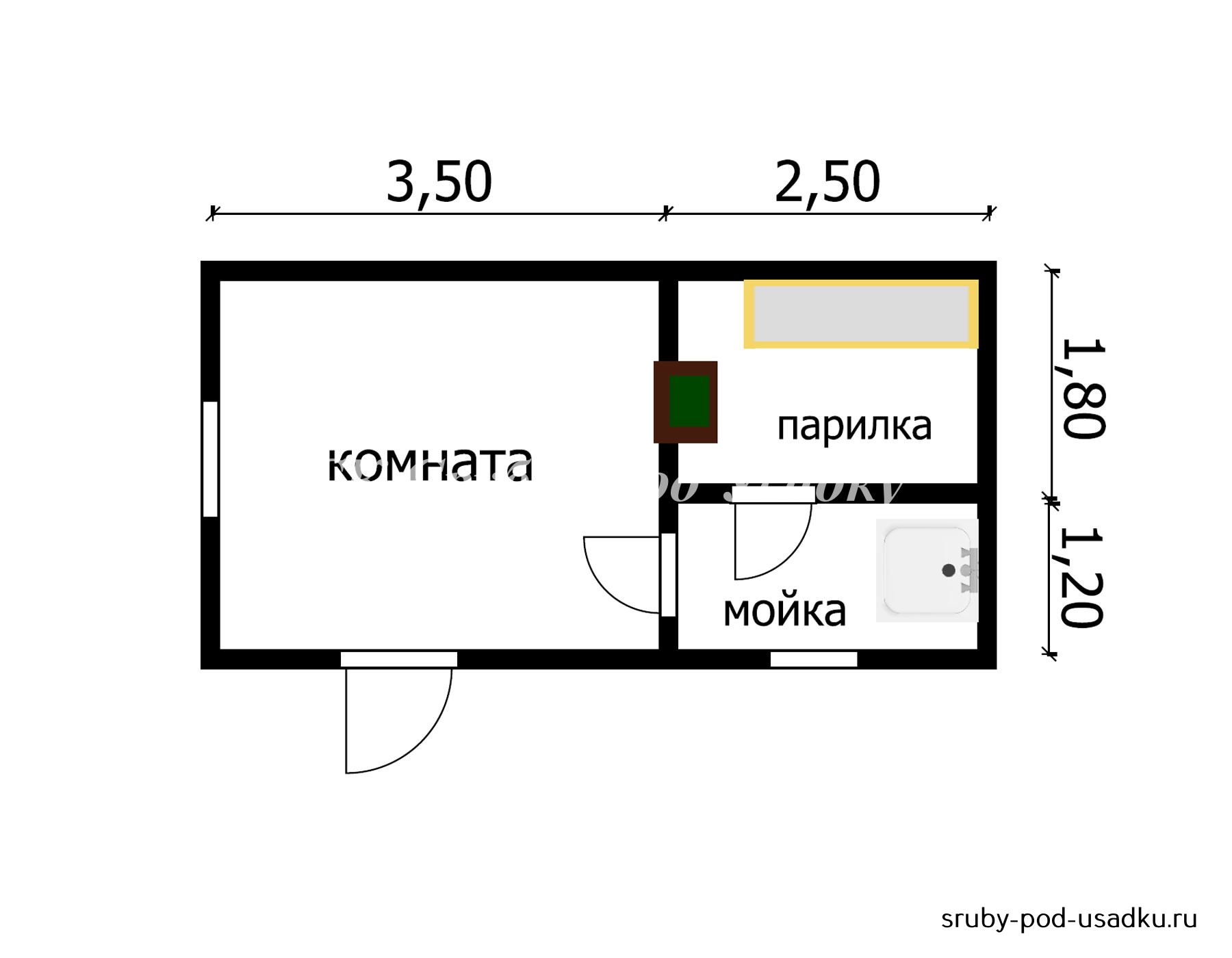 Проекты бань с туалетом и душем