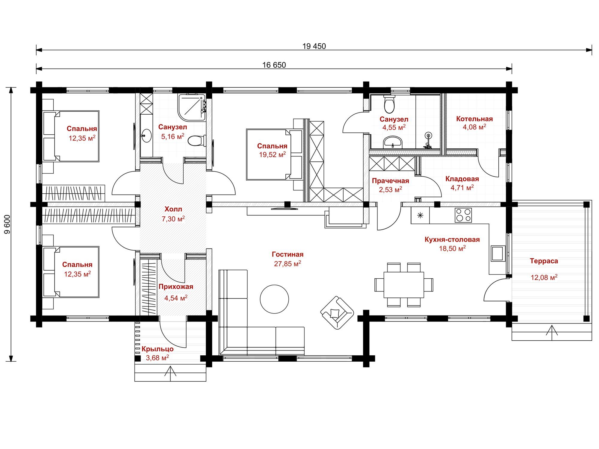 Проект дома из клееного бруса 139,2 м² ГОТЛАНД - описание с ценами, фото и  планировками