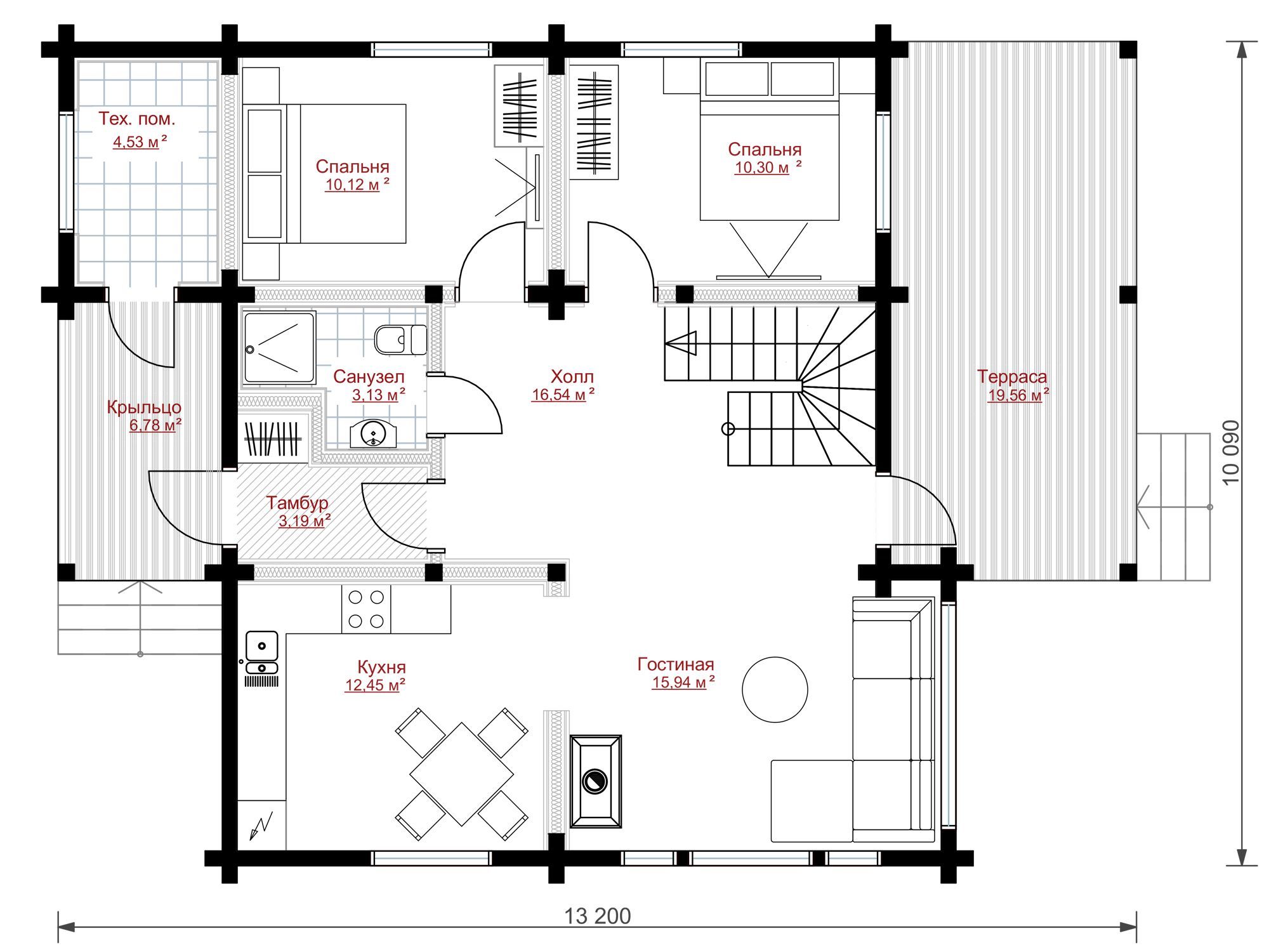 Проект дома ТОРДЕН из клееного бруса 151,4 м² – детальная информация,  характеристики объекта, стоимость